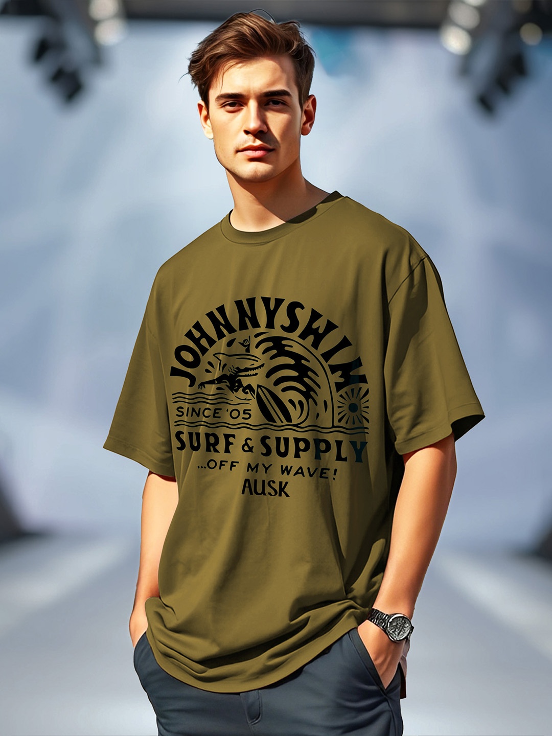 

AUSK Men Typography Printed Pockets T-shirt, Green