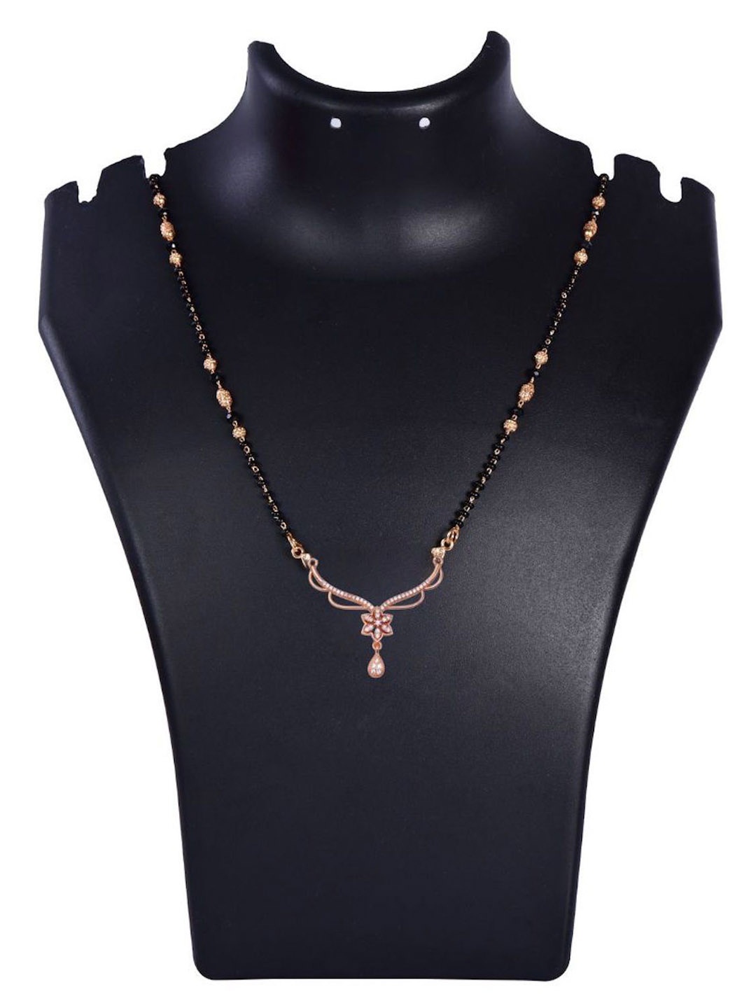 

Nilu's Collection Rose Gold-Plated Artificial Stones and Beads Mangalsutra