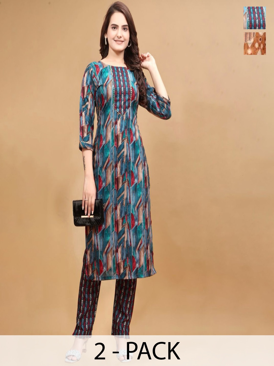 

Moda Rapido Women Printed Regular Kurta with Trousers, Blue