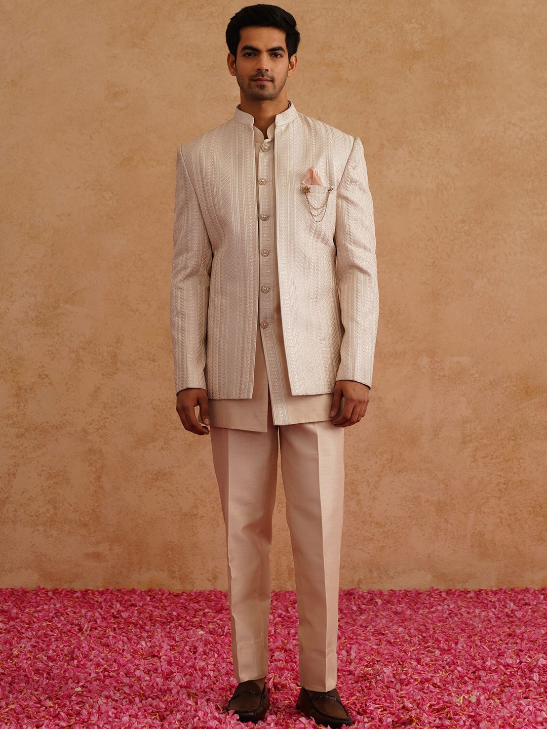 

Denis Parkar Embroidered Indowestern Sherwani Set, Pink