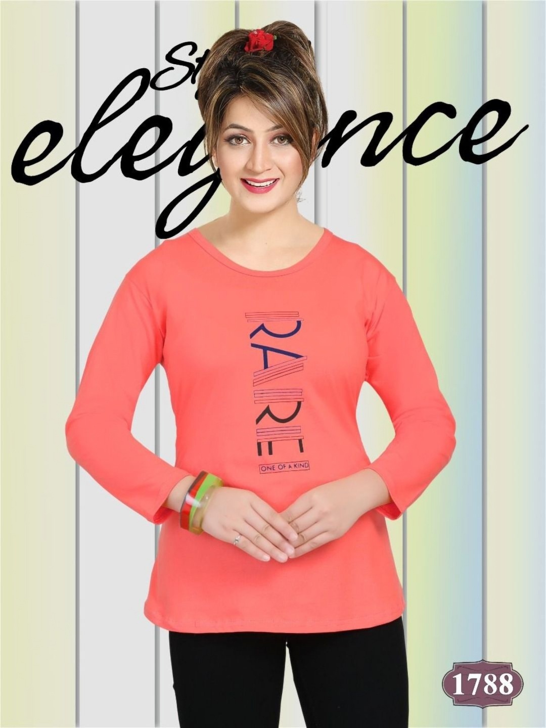 

Harashree Women Printed Bio Finish Raw Edge T-shirt, Peach