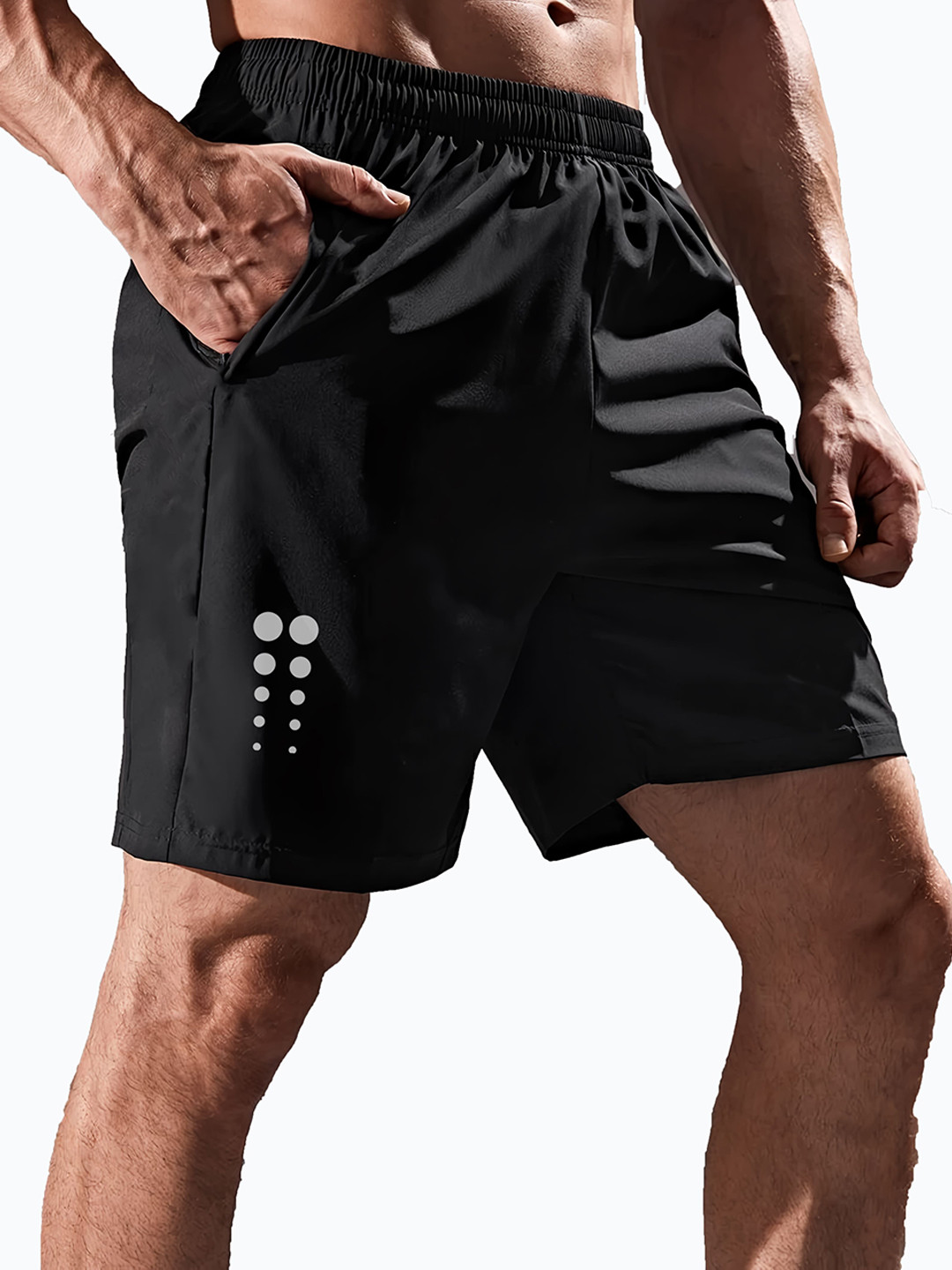 

3Colors Men Low-Rise Running Sports Shorts, Black