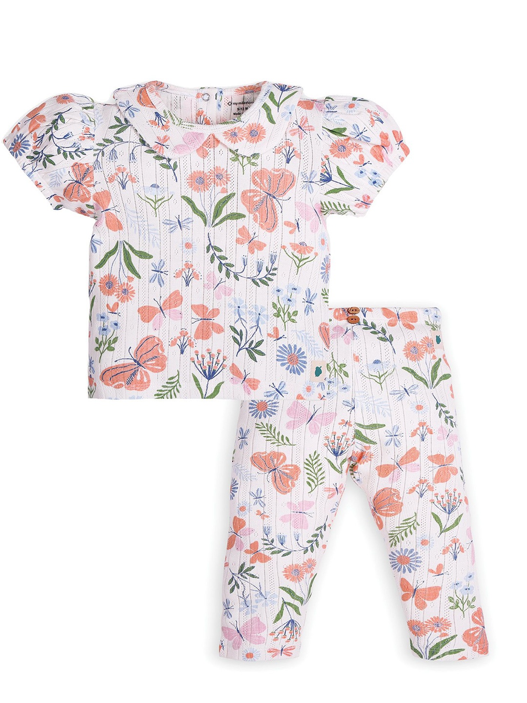 

My Milestones Girls Printed T-shirt with Leggings, Off white