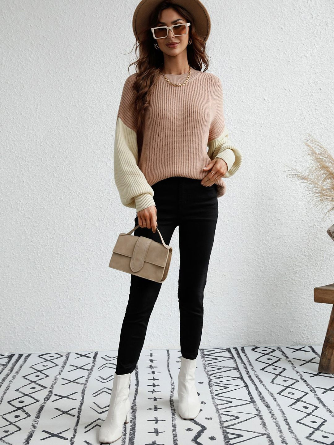 

Oh Rare Women Colourblocked Pullover, Pink
