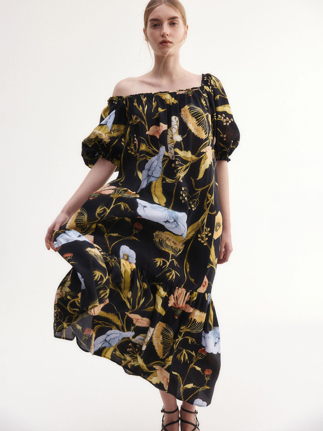 

H&M Square-Neck Maxi Dress, Black