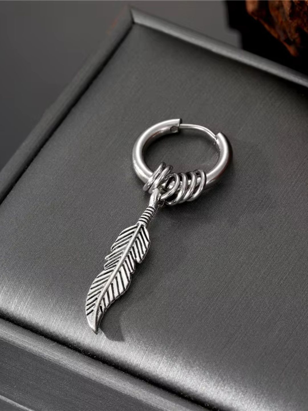 

The Roadster Lifestyle Co Men Angel Wing Hoop Earrings, Silver