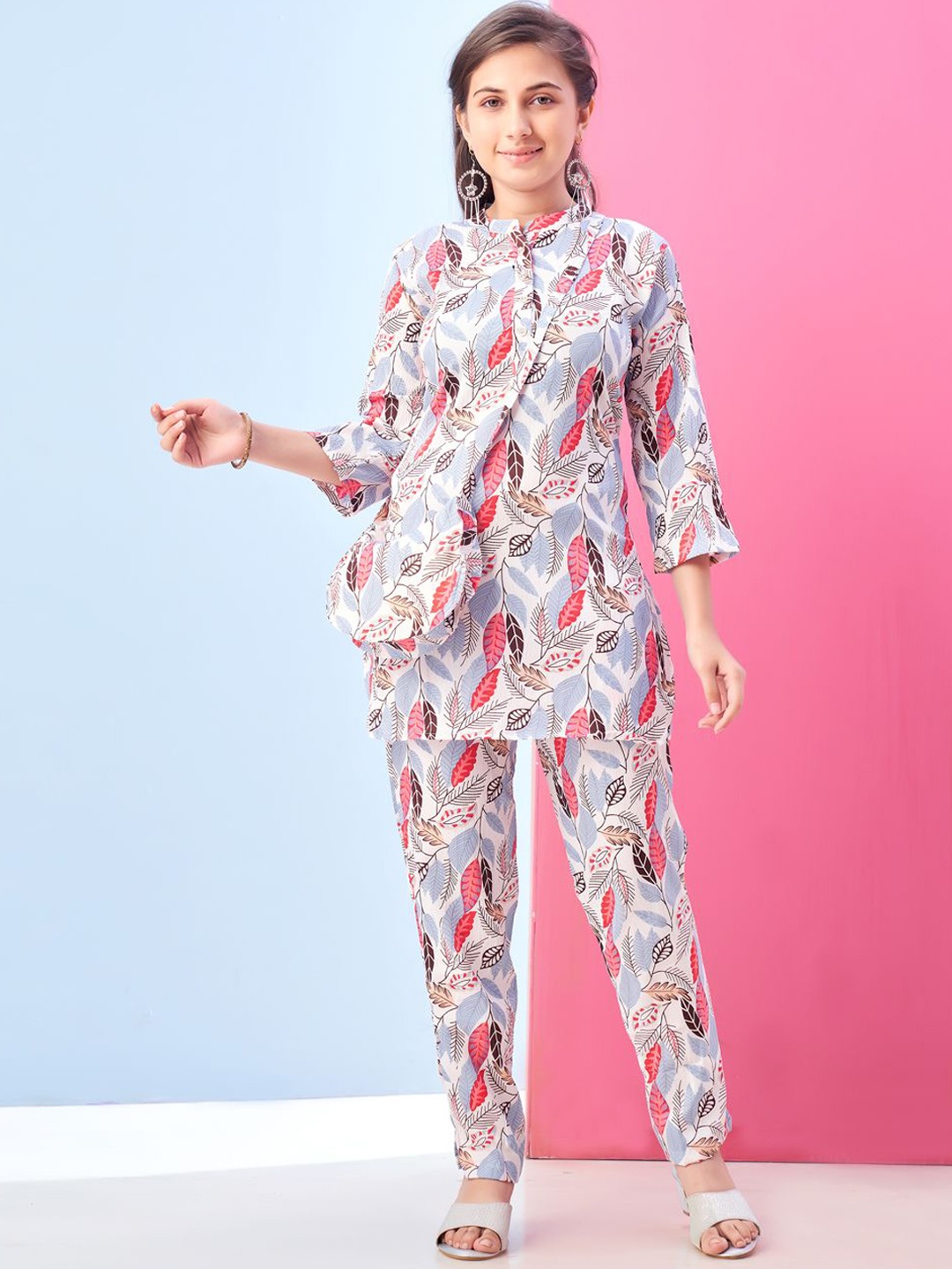 

Aarika Printed Tunic with Trousers, White