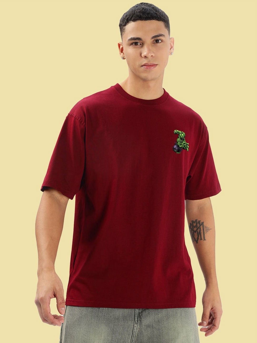 

BDSQUARE Men Extended Sleeves T-shirt, Red