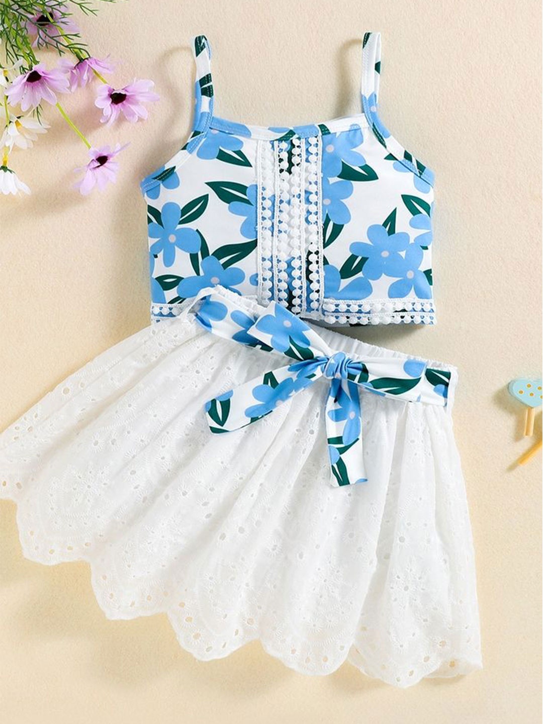 

LULU & SKY Girls Printed Top with Skirt, Blue