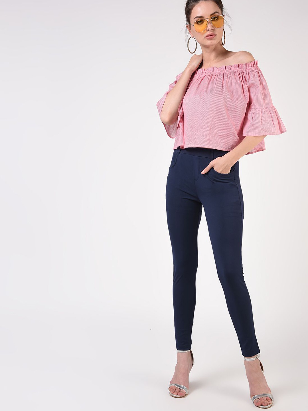

FLOREOS Women Slim Fit Jeggings, Navy blue