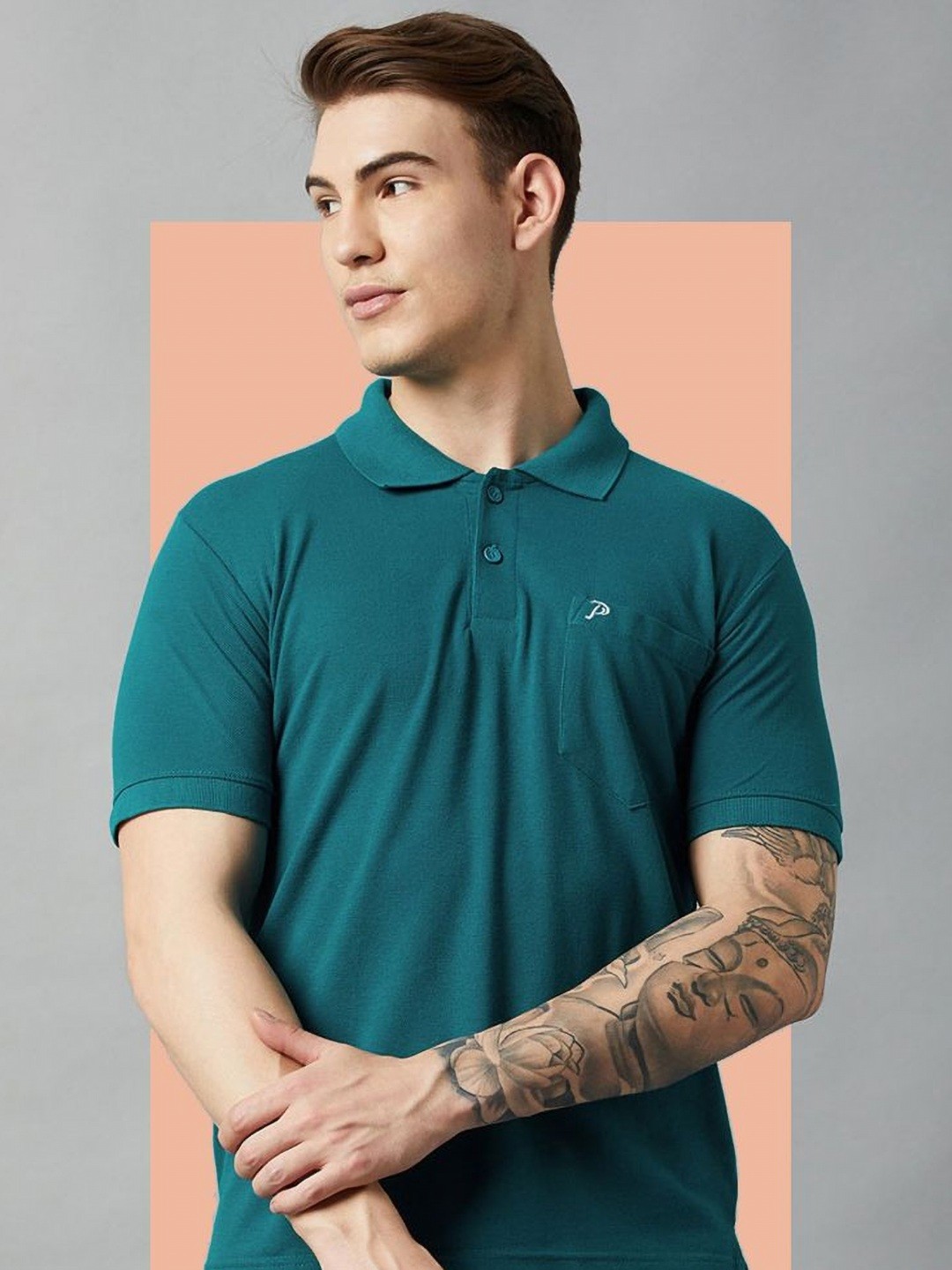 

Promount Men Polo Collar Pockets T-shirt, Green