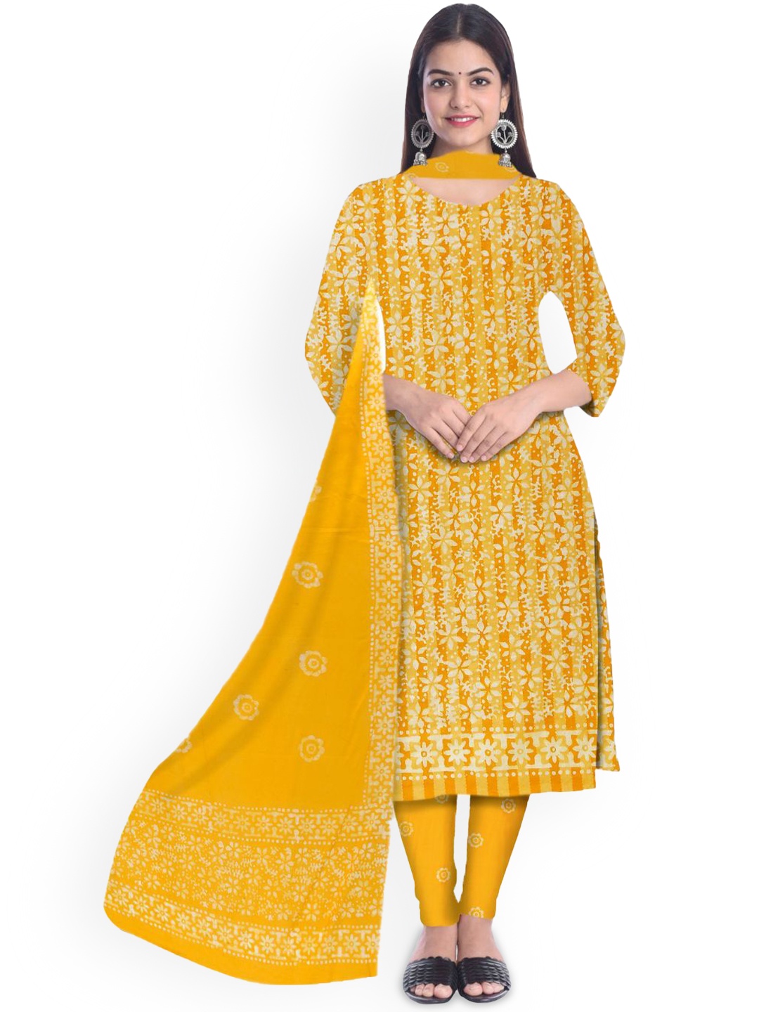 

Farooq Dyeing Printed Pure Cotton Unstitched Dress Material, Yellow