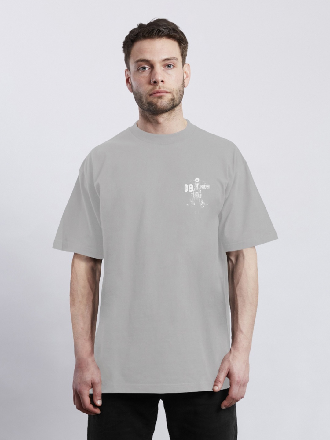 

Moda Rapido Men Printed Applique T-shirt, Grey