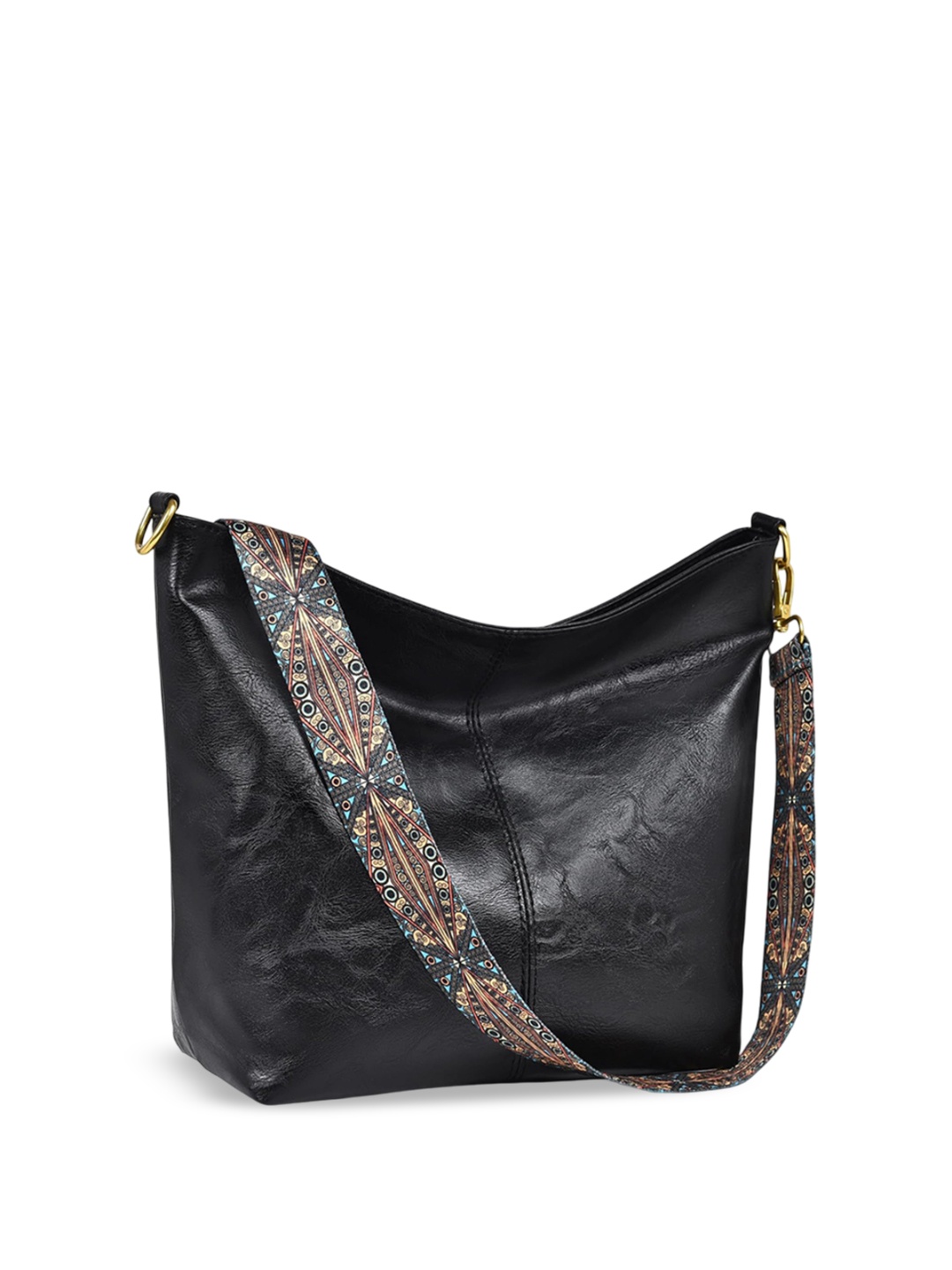 

ITALISH Embellished PU Structured Sling Bag with Quilted, Black