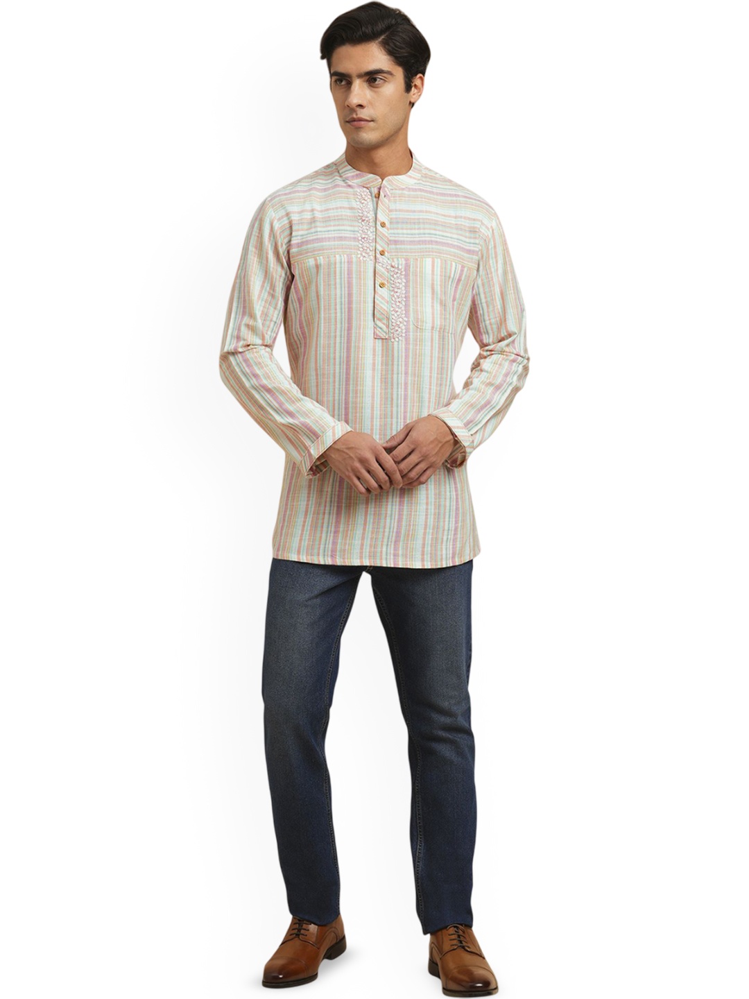 

Arch element Men Striped Thread Work Kurta, Multi