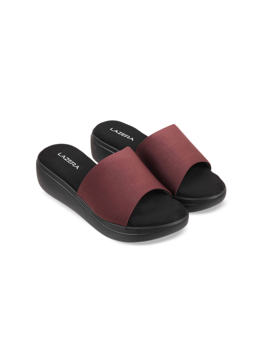 

Lazera Flatform Sandals with Buckles, Brown