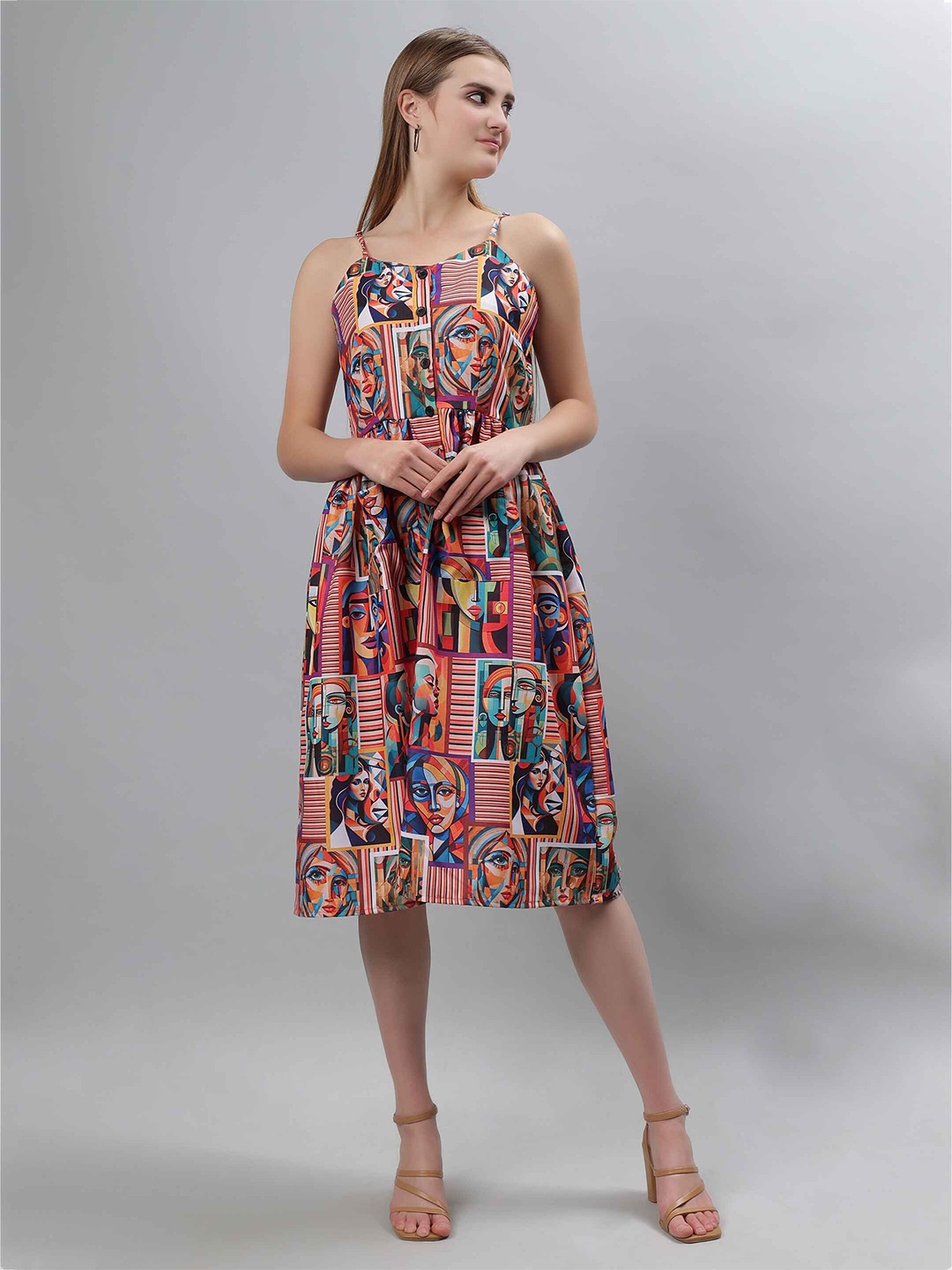 

ETRAANA Floral Print Fit & Flare Midi Dress, Multi