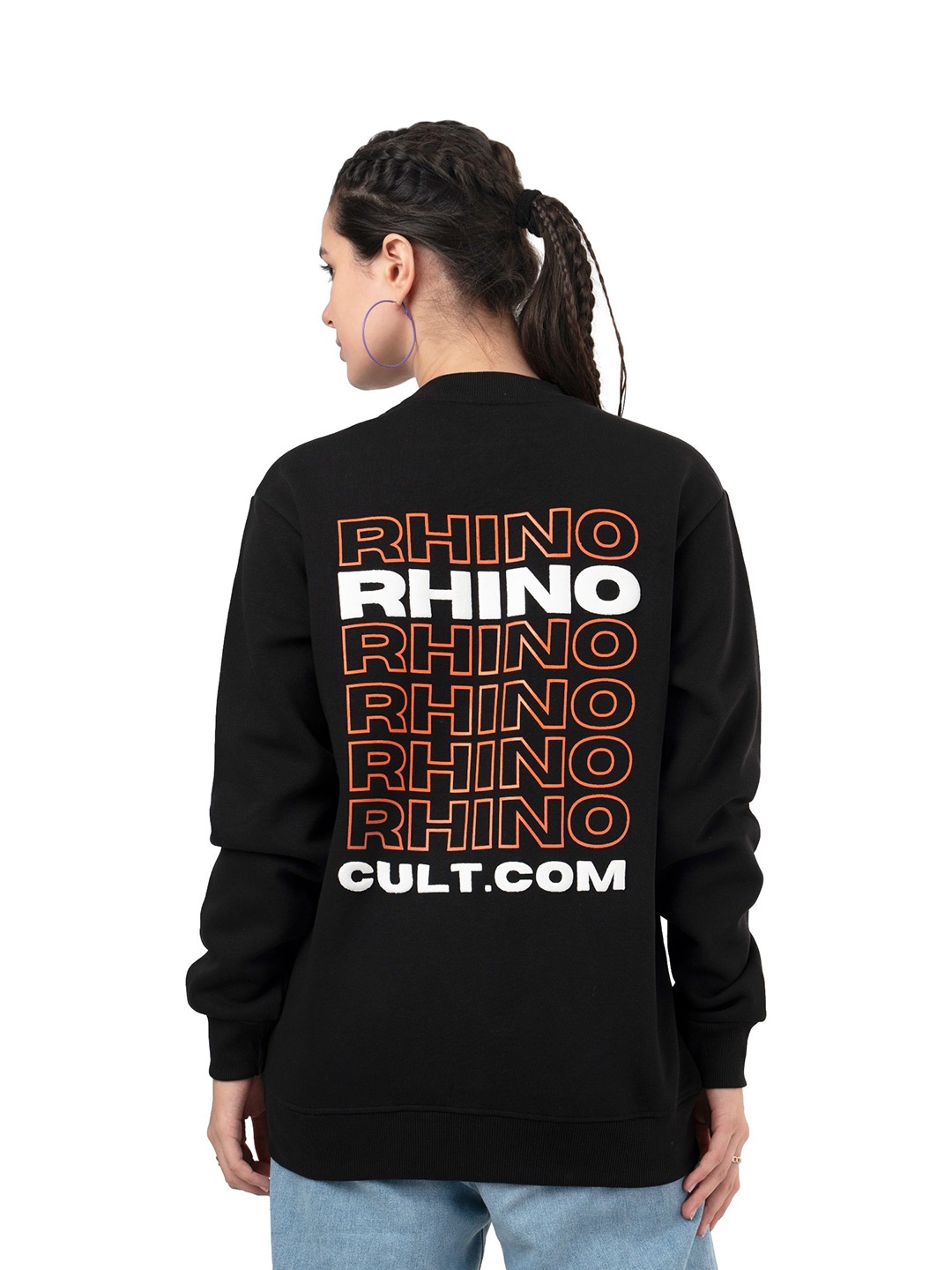 

RHINO CULT Women Printed Sweatshirt, Black