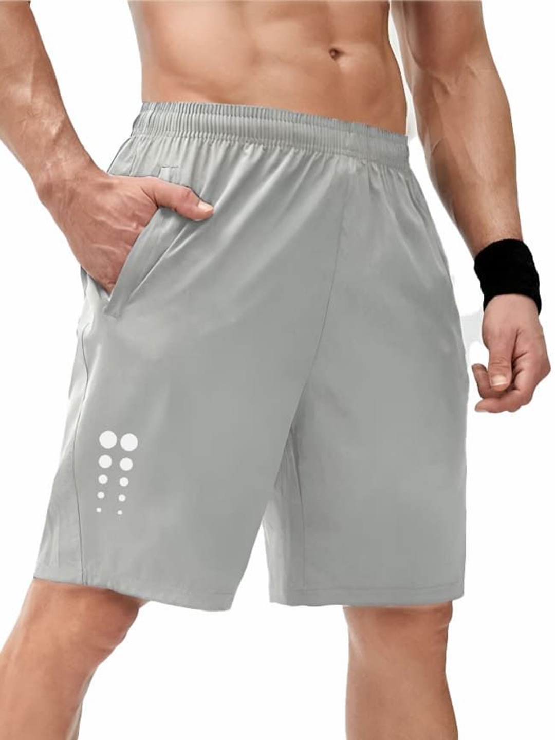 

3Colors Men Low-Rise Running Sports Shorts, Grey