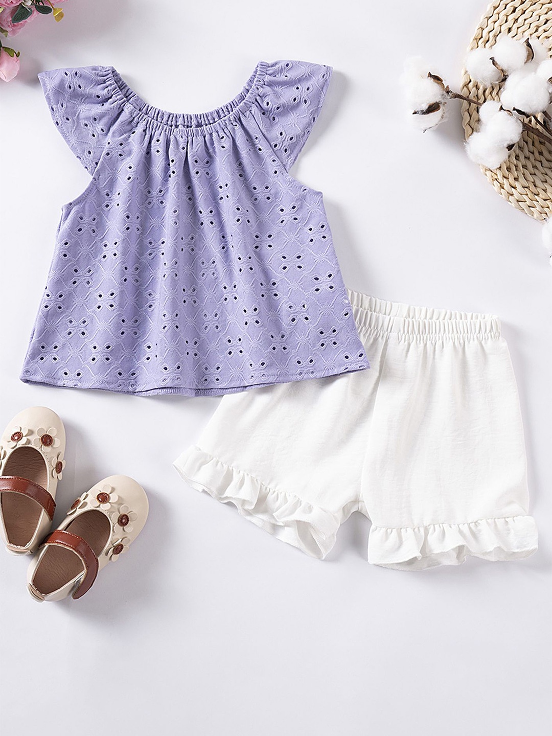 

LULU & SKY Girls Top with Shorts, Purple