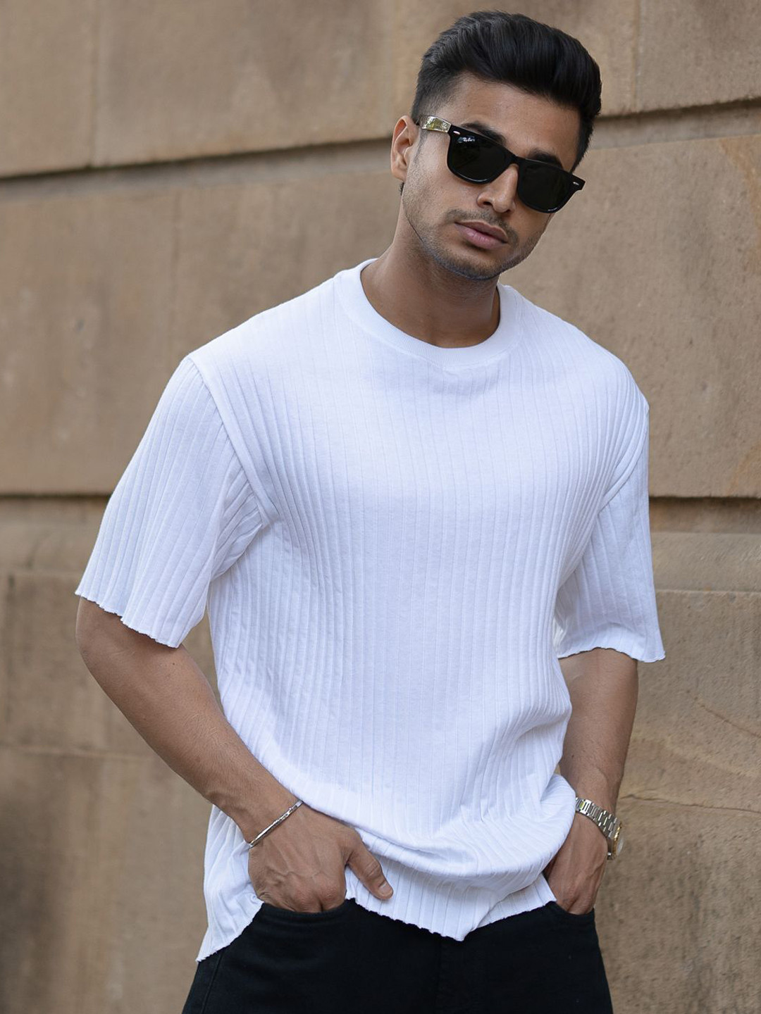 Powerlook Men Drop-Shoulder Sleeves T-shirt