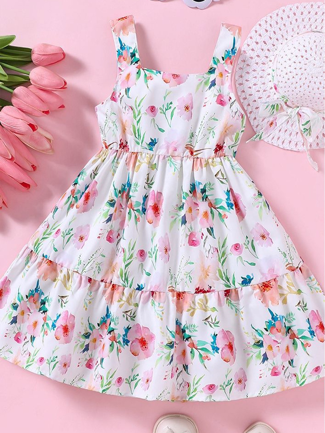 

LULU & SKY Floral Print Peplum Dress, White