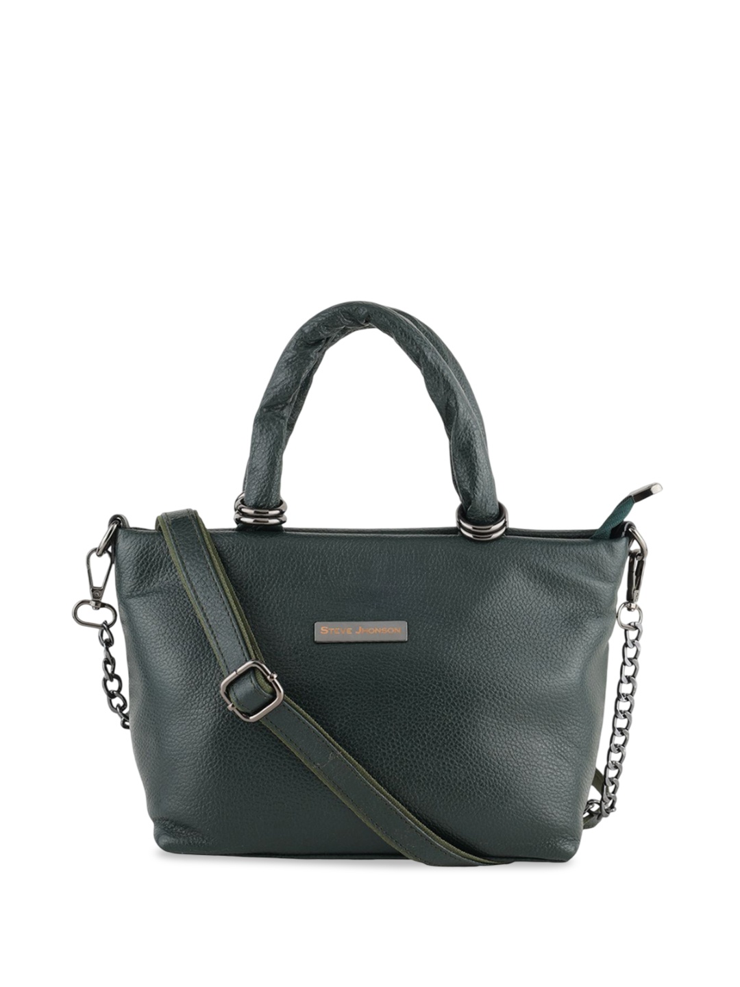 

Steve Jhonson Leather Structured Handheld Bag, Green