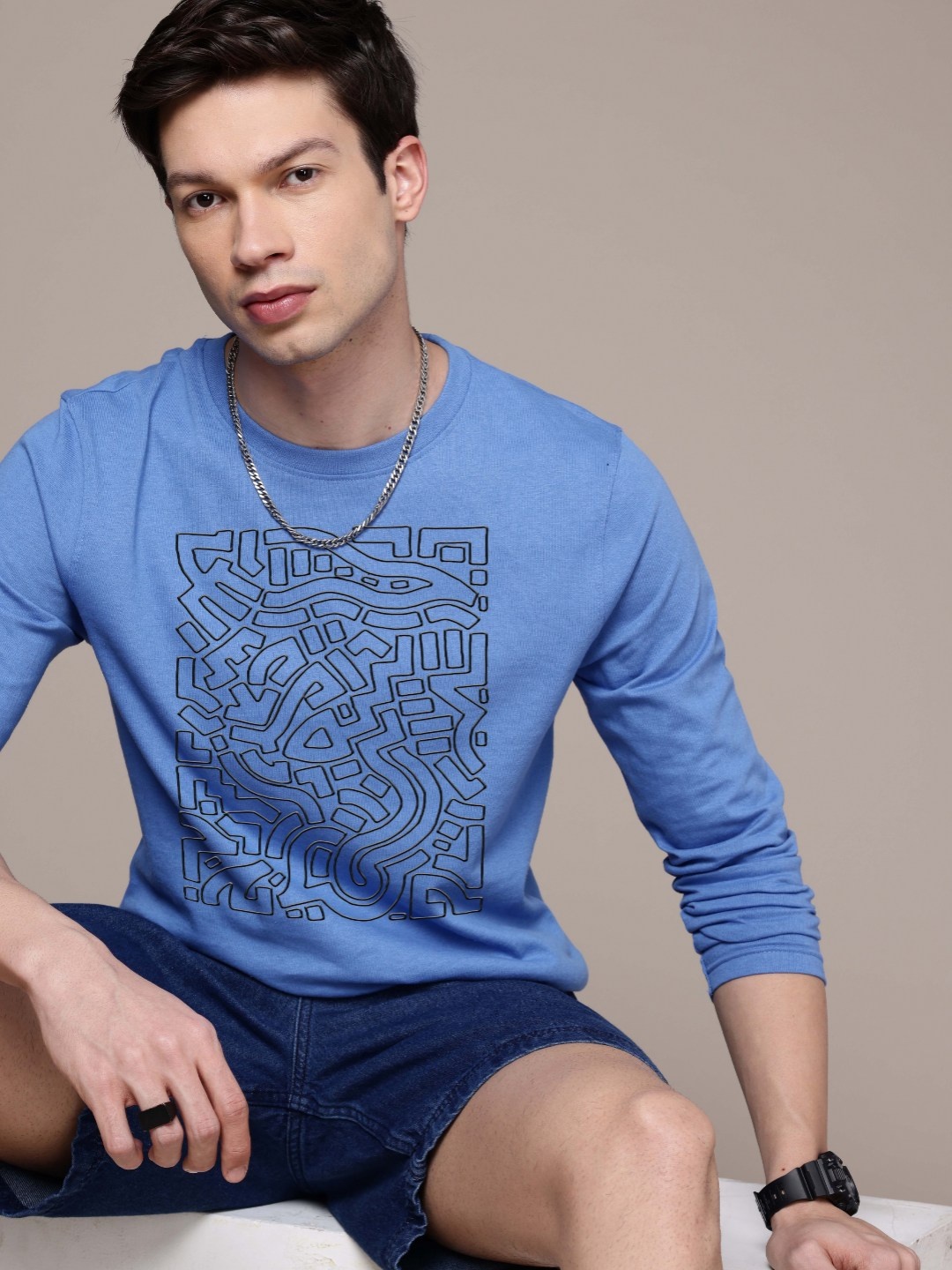 

Moda Rapido Men Printed T-shirt, Blue