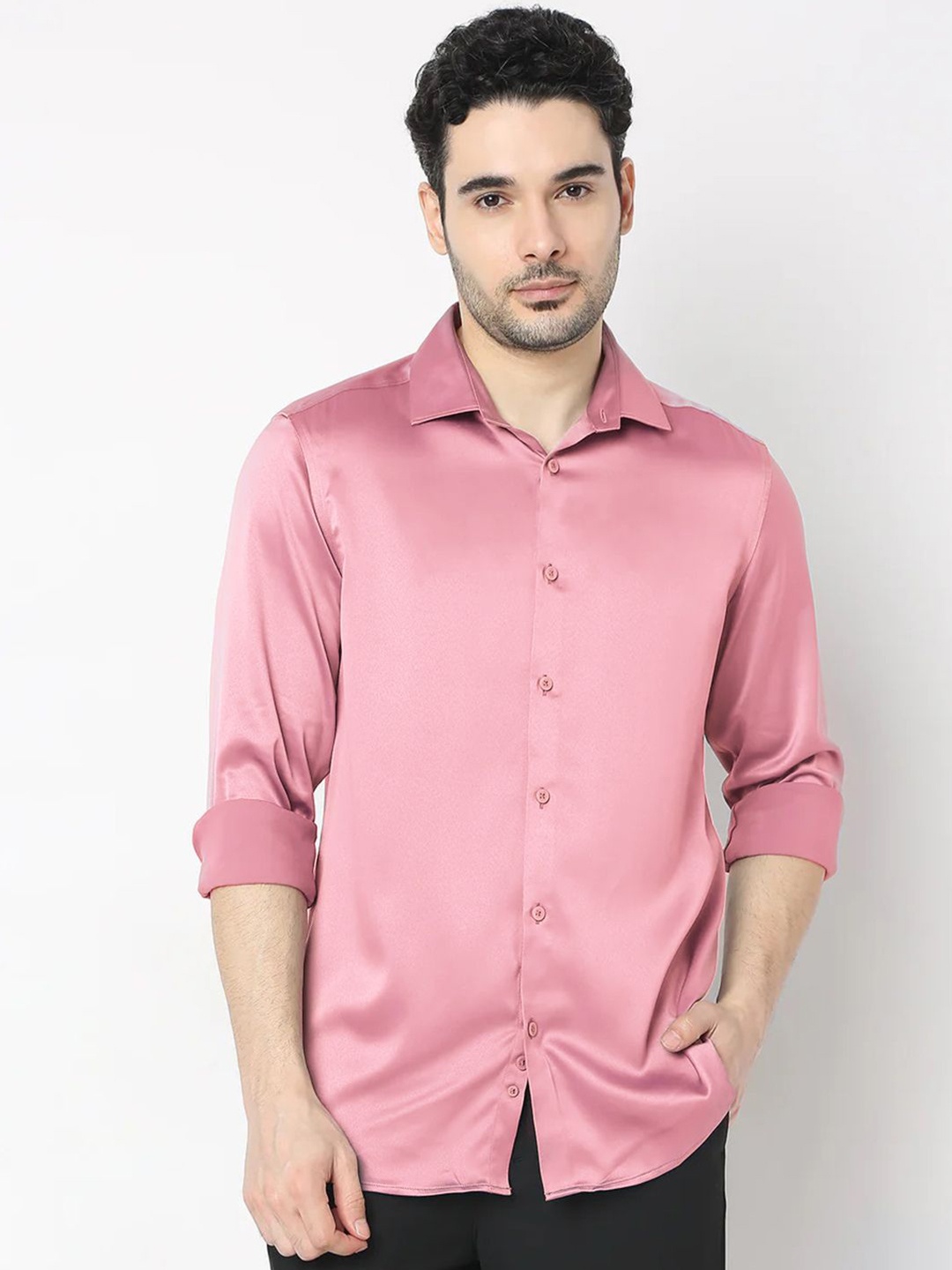 

SOLSTICE Men Comfort Opaque Party Shirt, Rose gold
