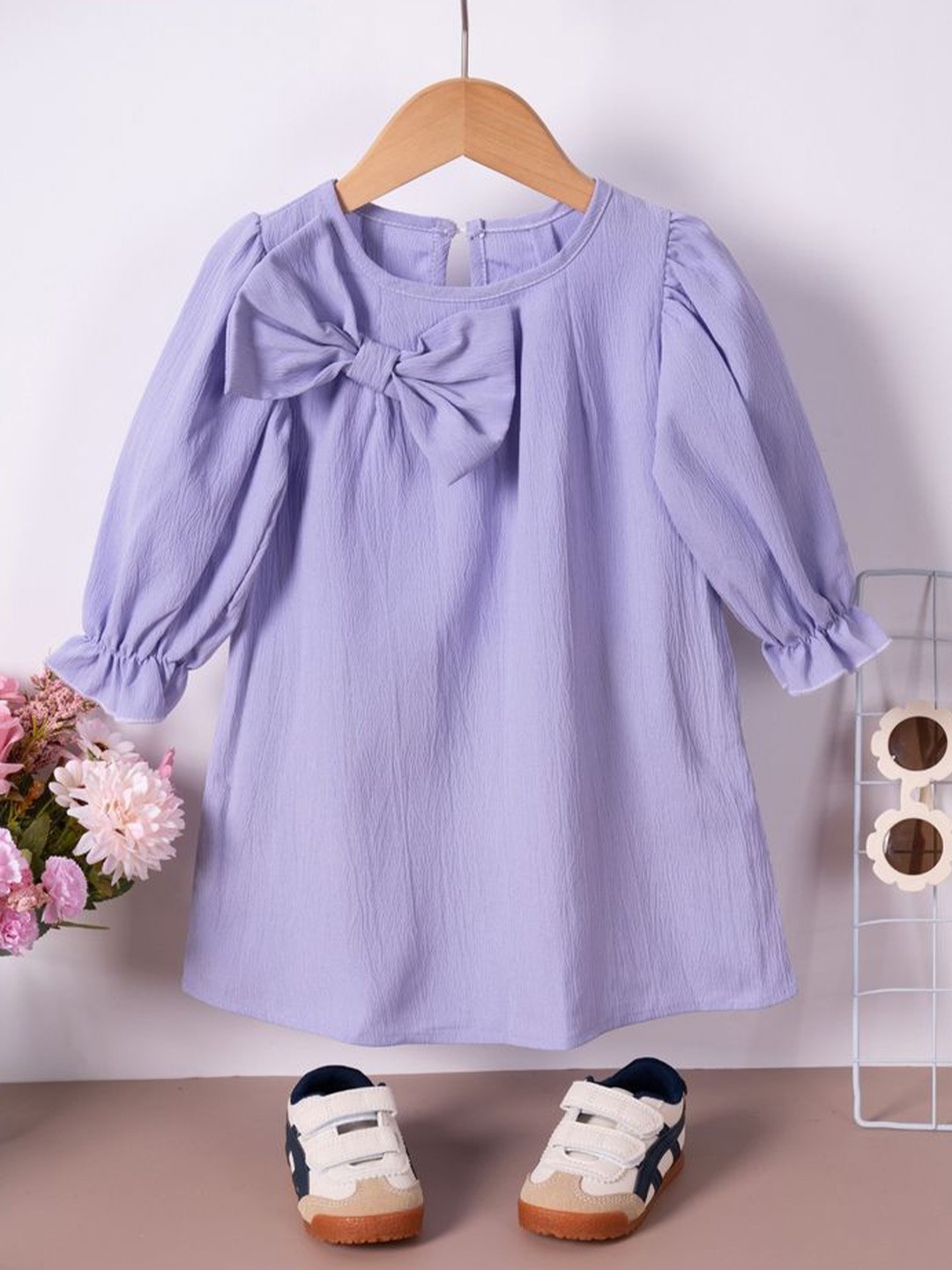

LULU & SKY Puff Sleeve Fit & Flare Dress, Purple