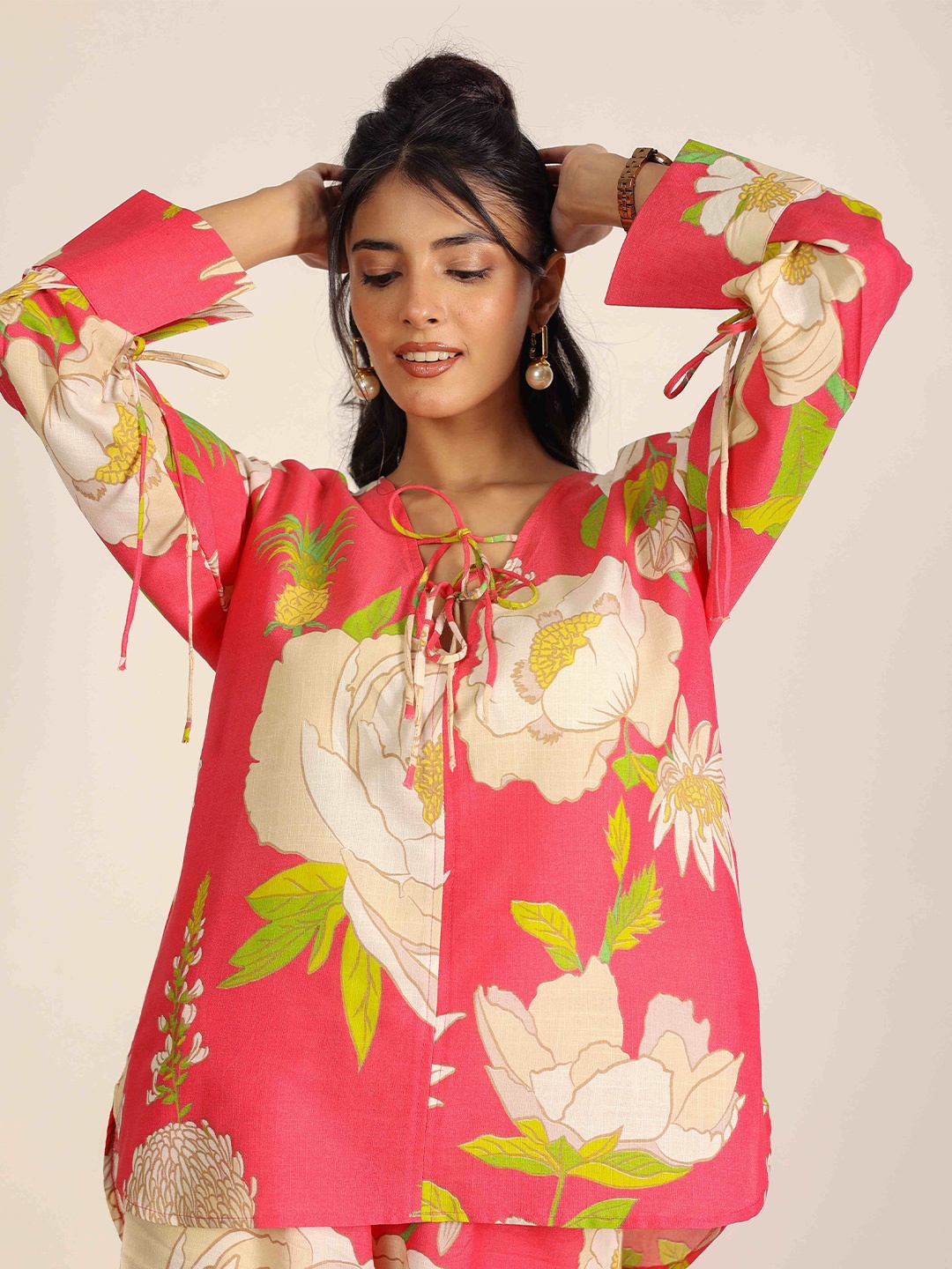 

KAORI BY SHREYA AGARWAL Floral Print Top, Pink