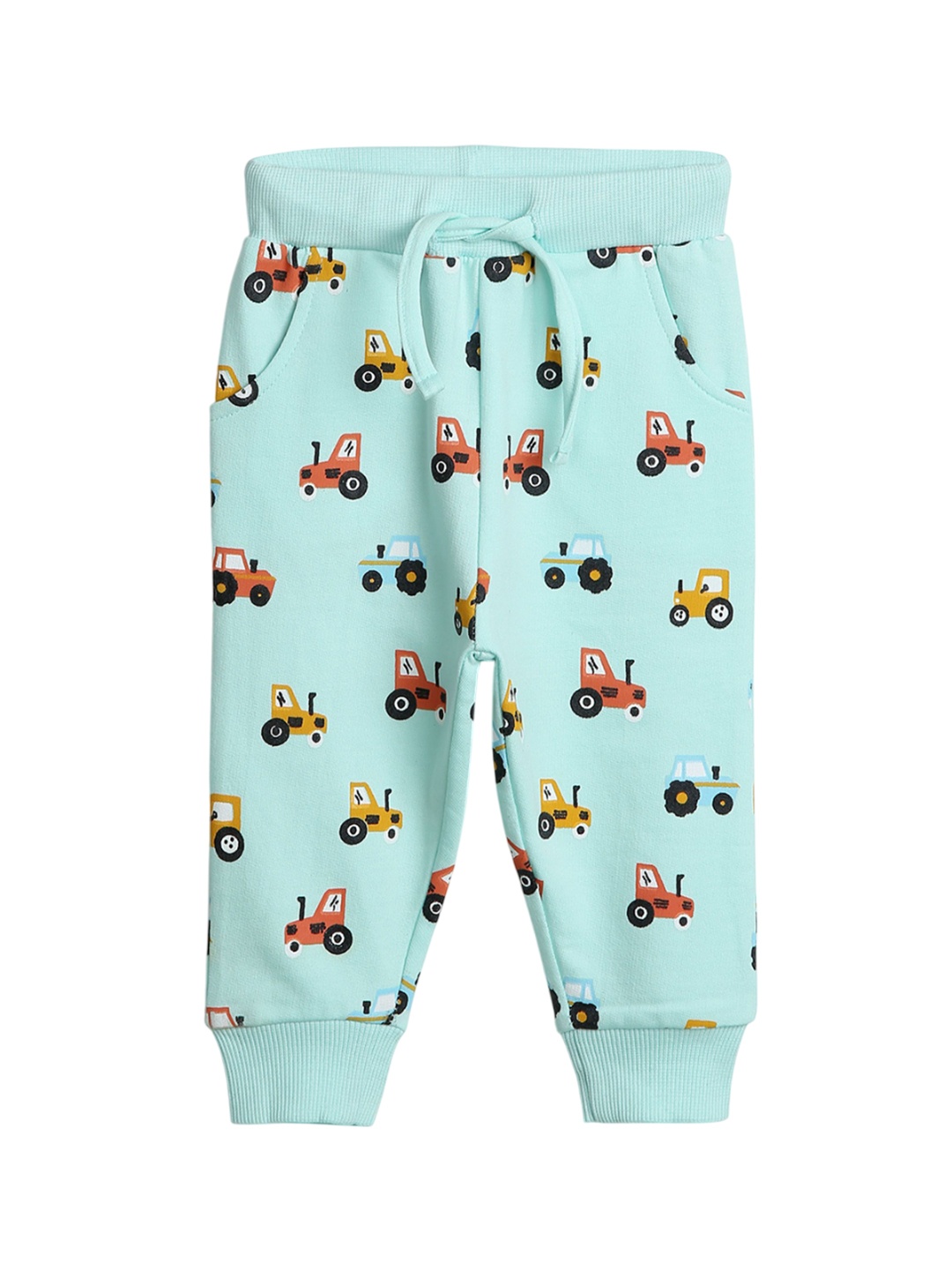 

BONTOTS Infant Boys Little Tractor Adventures Printed Cotton Soft & Cozy Joggers, Green