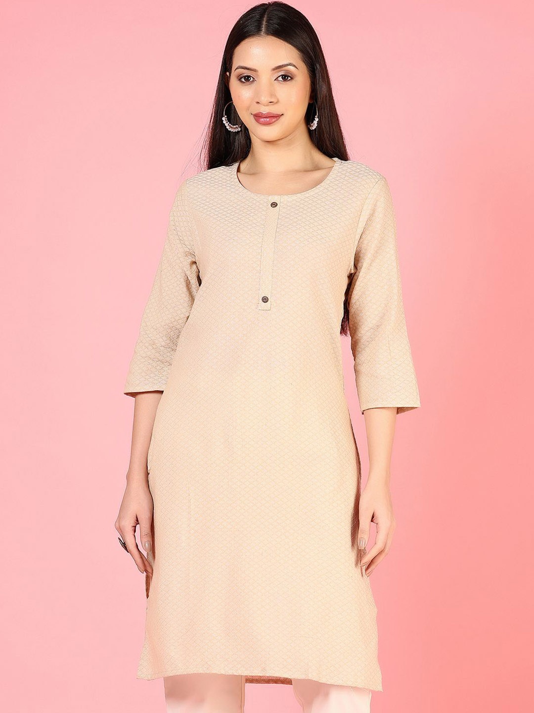

V-Mart Women Thread Work Pathani Kurta, Beige
