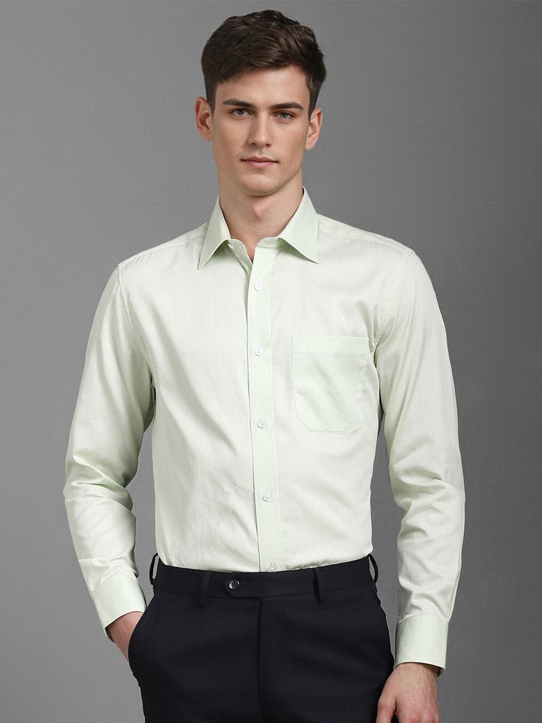 

Louis Philippe Men Opaque Printed Formal Shirt, Green