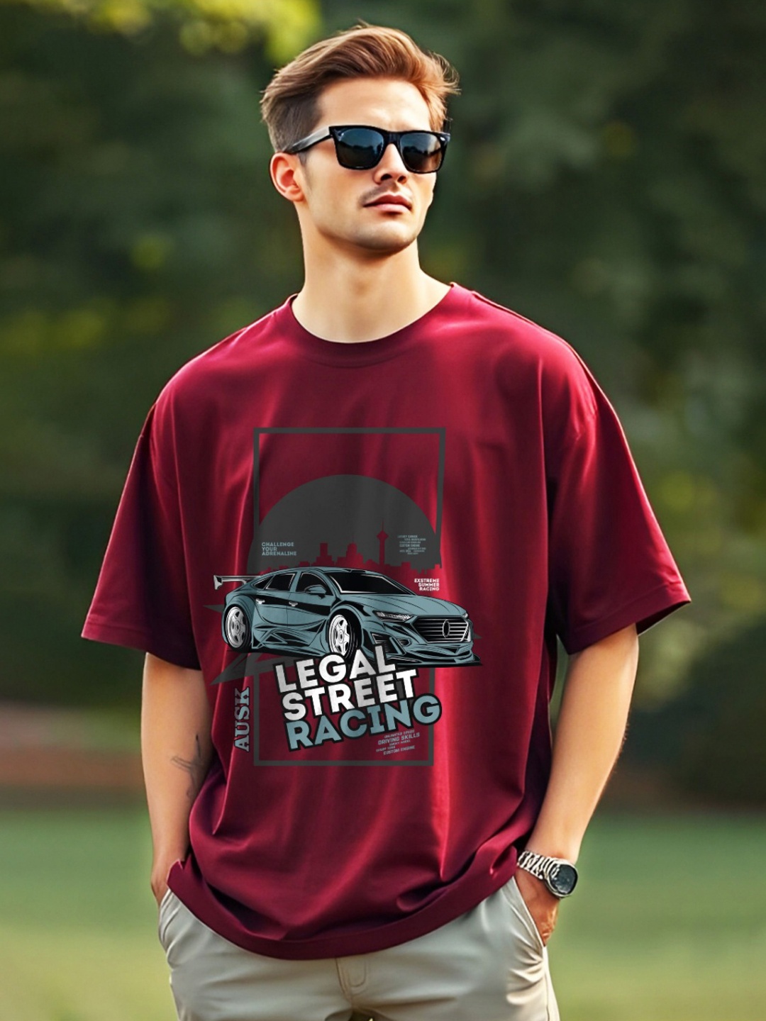 

AUSK Men Printed Applique T-shirt, Maroon