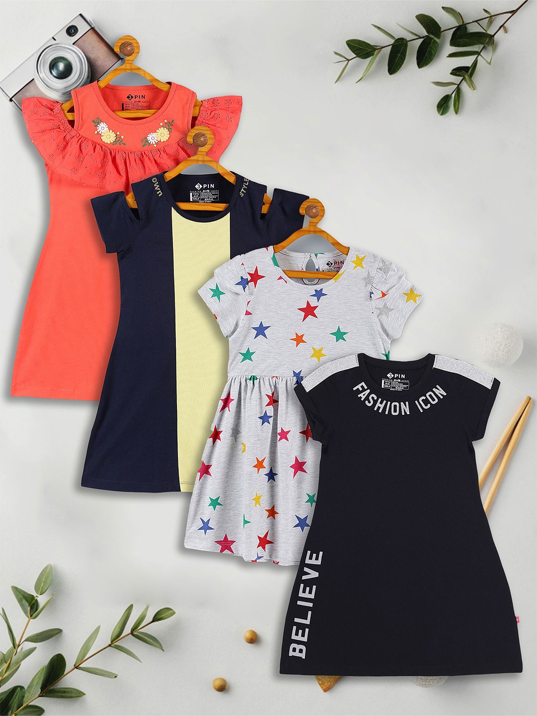 

3PIN Print A-Line Dress, Multi