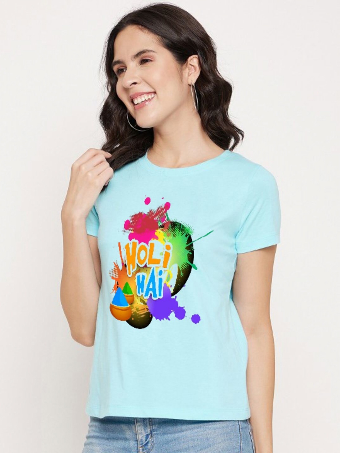 

Shiv traders collection Women Printed Applique T-shirt, Blue
