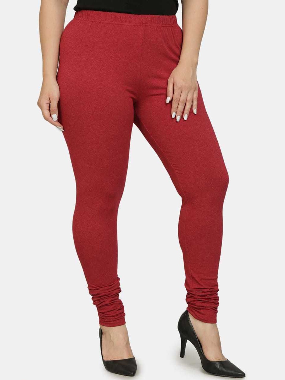 

URBAN KANYA Mid-Rise Churidar-Length Leggings, Red