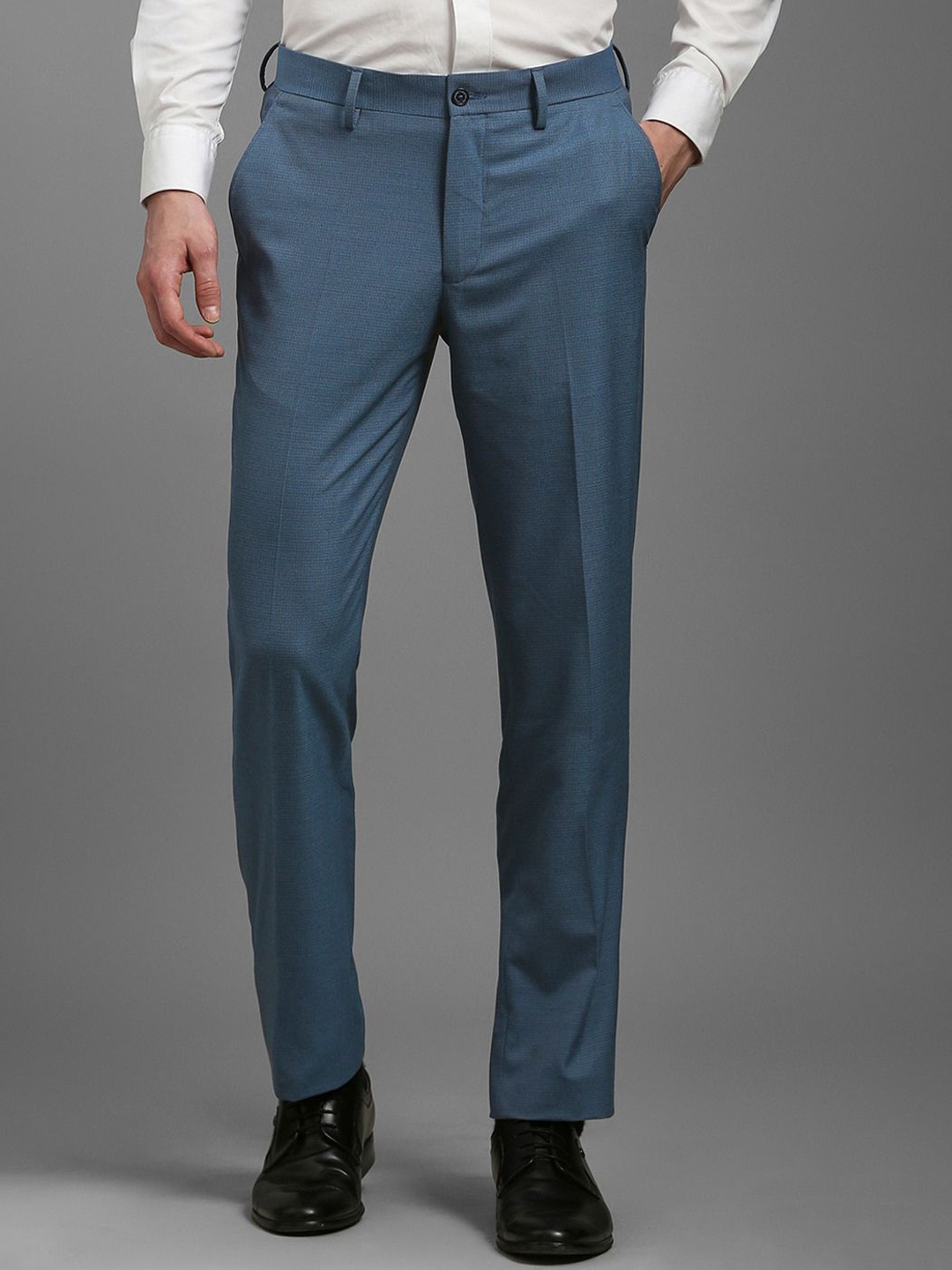 

Louis Philippe Men Printed Slim Fit Trousers, Blue