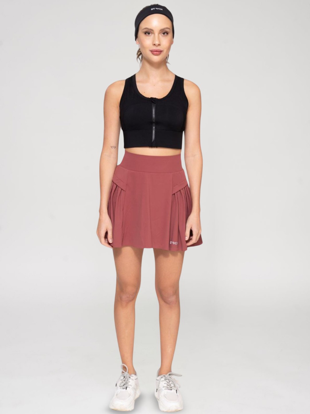 

STRCH A-Line Plated Mini Skirt, Red