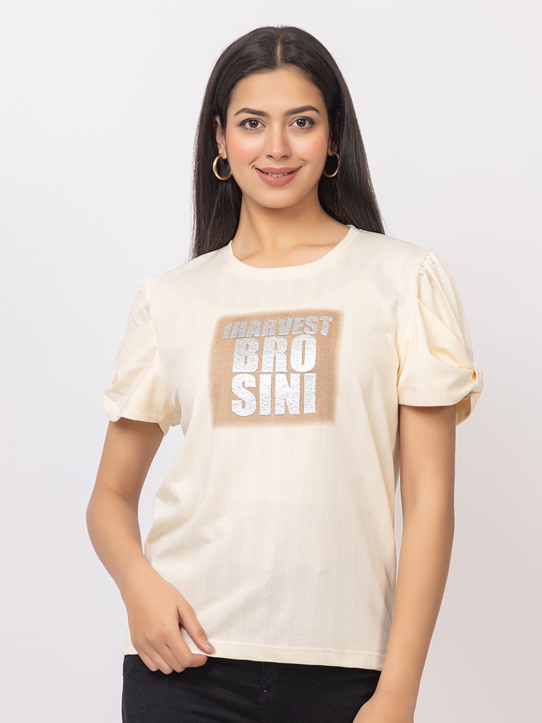 

GFO Slit Sleeve Cotton Top, Cream