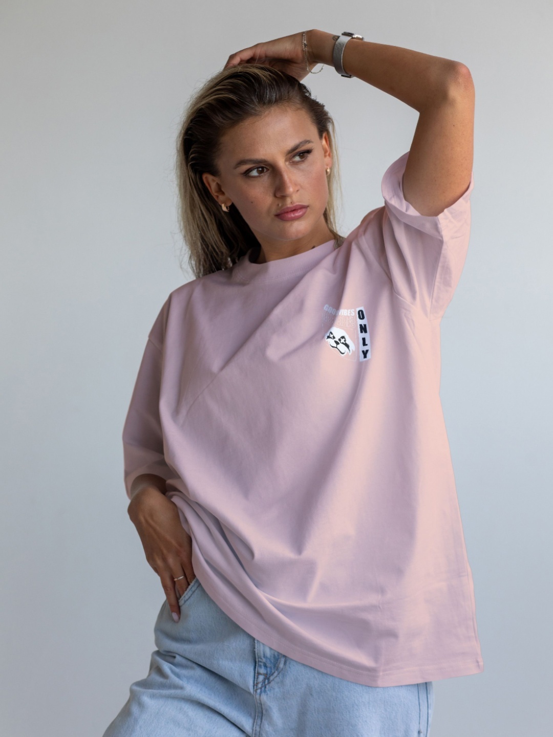 

Moda Rapido Women Typography Applique T-shirt, Peach