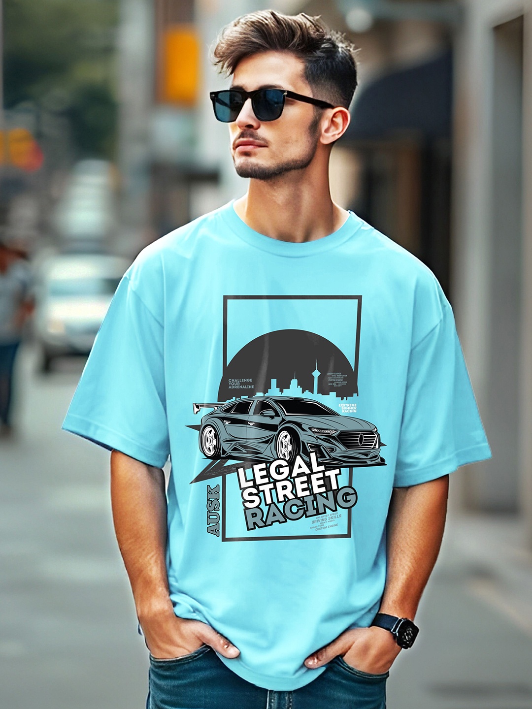 

AUSK Men Printed Raw Edge T-shirt, Blue