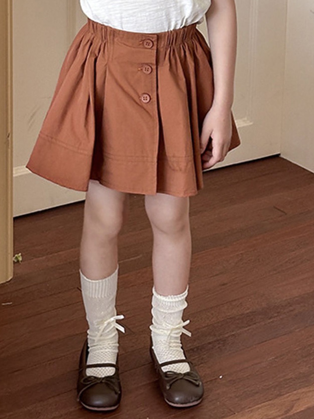 

LULU & SKY Girls Pure Cotton A-Line Mini Skirts, Brown