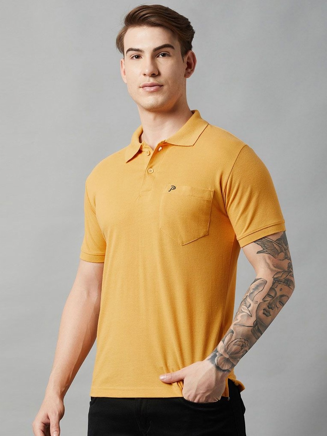 

Promount Men Polo Collar Pockets T-shirt, Gold