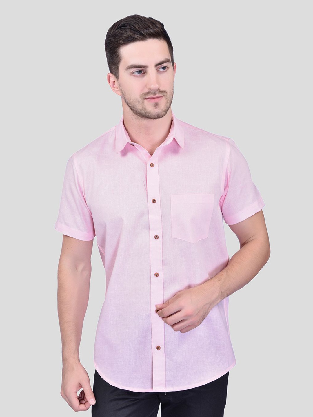 

Moda Rapido Men Classic Opaque Casual Shirt, Pink