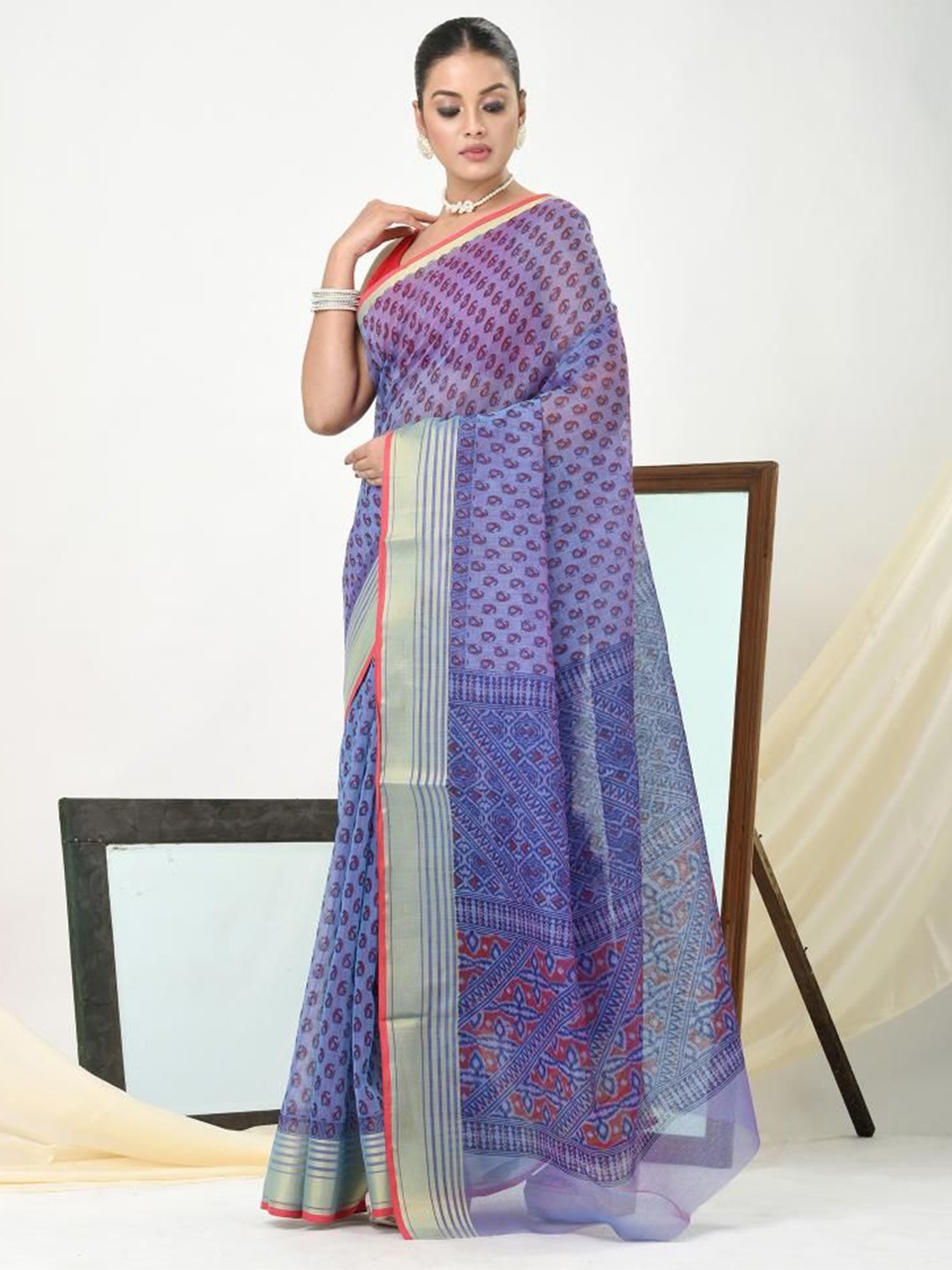 

VIBHAVARI Paisley Saree, Violet