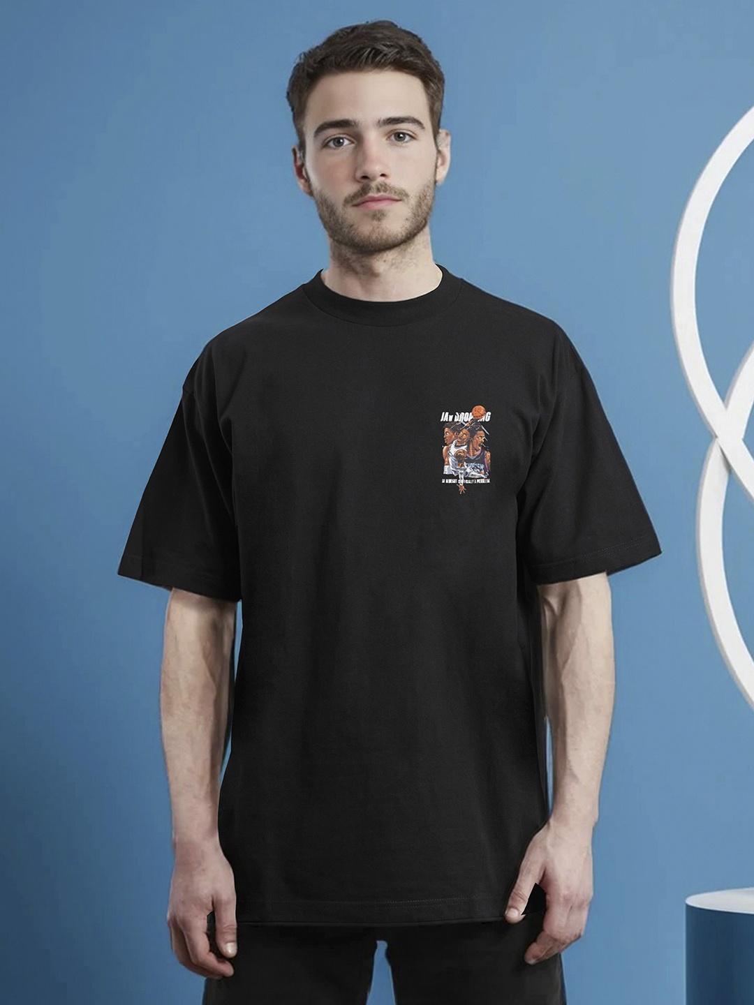 

Moda Rapido Men Printed Monochrome Pockets T-shirt, Black