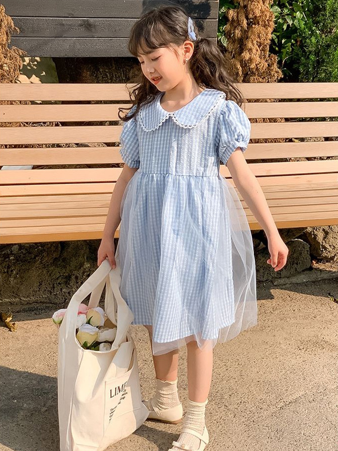 

LULU & SKY Striped Peter Pan Collar A-Line Dress, Blue