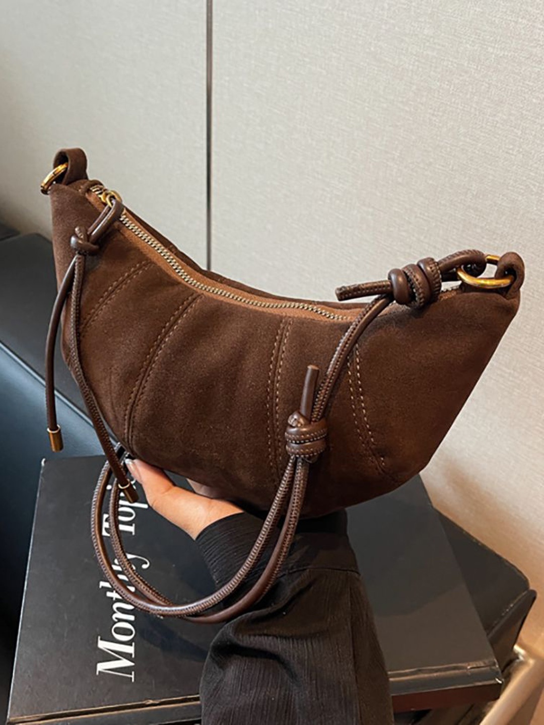 

StyleCast x Revolte PU Half Moon Shoulder Bag, Coffee brown